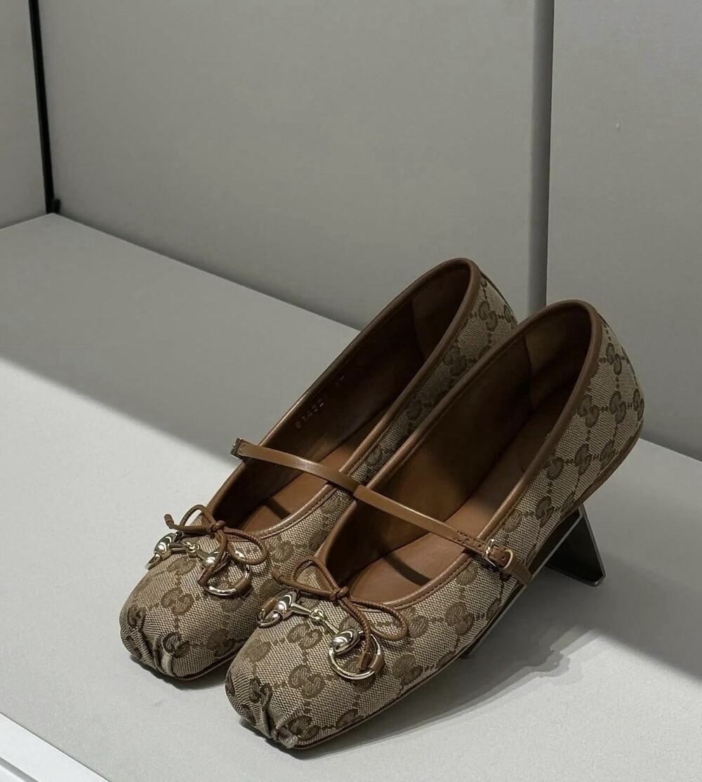 Gucci Horsebit Ballet Flats Original GG Canvas Mary Jane Slip On Sz 36 US 6 NEW